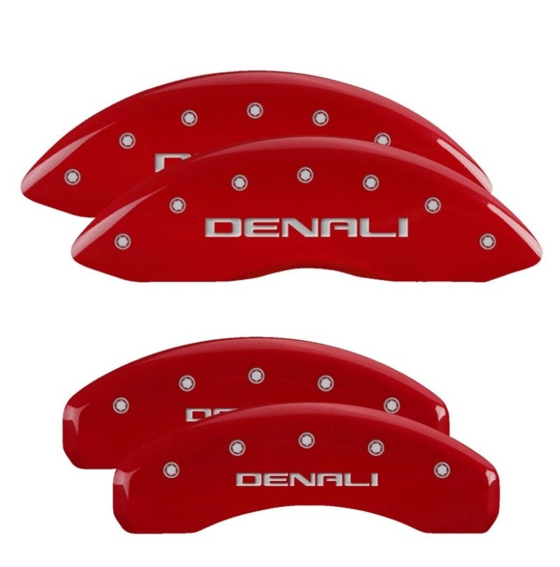 MGP 4 Caliper Covers Engraved Front & Rear Denali Red finish Black Engraved