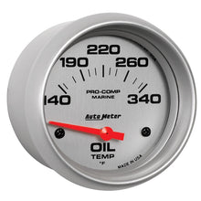 Laden Sie das Bild in den Galerie-Viewer, Autometer Marine Silver Ultra Lite Electric Oil Temperature Gauge 2-5/8in 140-300 Deg F