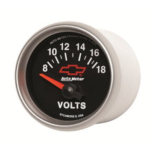 गैलरी व्यूवर में इमेज लोड करें, Autometer GM Bowtie Black 2-1/16 Voltmeter 8-18V