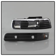 Carica l&#39;immagine nel visualizzatore di Gallery, Xtune Chevy TahOE 00-06 Amber Crystal Headlights w/ Bumper Lights Black HD-JH-CSIL99-SET-AM-BK