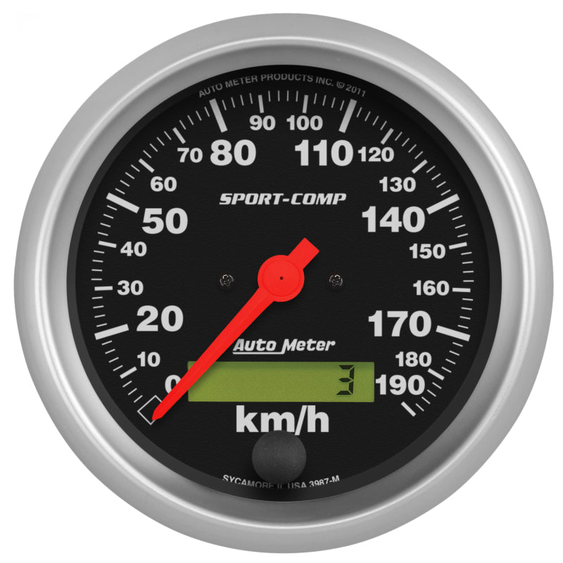 Autometer Sport-Comp 3-3/8 inch 190 KPH Electronic Speedometer Gauge